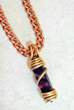 Golden Rainbow Flourite Amulet w/ 13mm Copper Cuban Link Chain (24 in)