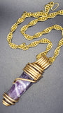 "ENOCH DNA" Chevron Amethyst Obelisk w/ Brass DNA Chain