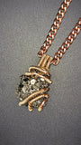 " Mansa's Fortune" Golden Peruvian Pyrite Amulet w/ 10 mm Cuban Link Chain