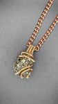 " Mansa's Fortune" Golden Peruvian Pyrite Amulet w/ 10 mm Cuban Link Chain