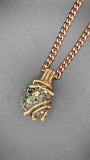 " Mansa's Fortune" Golden Peruvian Pyrite Amulet w/ 10 mm Cuban Link Chain