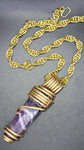 "ENOCH DNA" Chevron Amethyst Obelisk w/ Brass DNA Chain