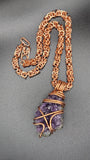 "Divine Alignment" Uruguayan Amethyst Cluster Amulet w/ Byzantine Chain